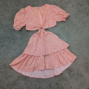 Floral Cut-out Ruffle Dress